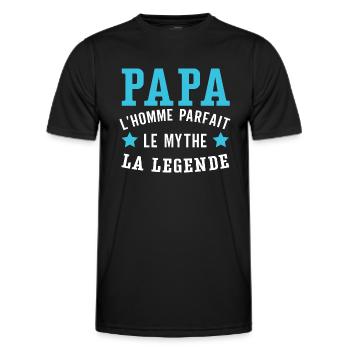 Papa l'homme parfait cadeau homme humour père - T-shirt sport Homme - noir - Devant - AI Model Male 178 dark (178cm)