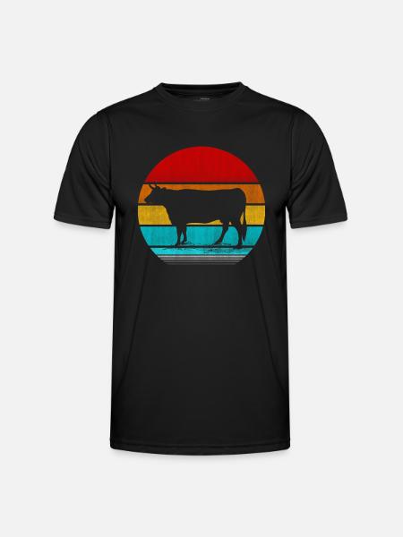 Retro Vinatge Kuh - Männer Funktions-T-Shirt - Schwarz