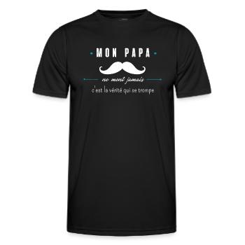 mon papa ne ment jamais - T-shirt sport Homme - noir - Devant - AI Model Male 178 dark (178cm)