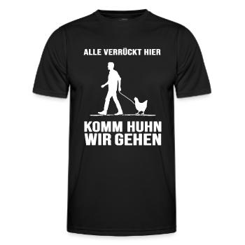 hühner hühnerleben "verrücktes huhn" - Männer Funktions-T-Shirt - Schwarz - Vorne - AI Model Male 178 dark (178cm)