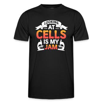 looking at cells is my jam Design for a scientific - Men's Functional T-Shirt - black - Front - AI Model Male 178 dark (178cm)