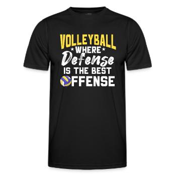 Funny Volleyball Where Defense Is The Best Offense - Männer Funktions-T-Shirt - Schwarz - Vorne - AI Model Male 178 dark (178cm)