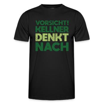 Vorsicht! Kellner Denkt Nach - Männer Funktions-T-Shirt - Schwarz - Vorne - AI Model Male 178 dark (178cm)