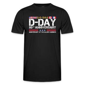 D-Day 2024 80. Jahrestag der Landung der Alliierten - Männer Funktions-T-Shirt - Schwarz - Vorne - AI Model Male 178 dark (178cm)