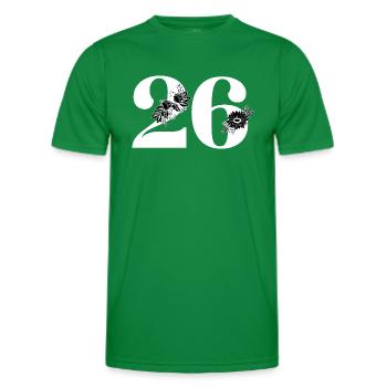 Nummer 26 Schwarze Blumen - 26. Blumenjubiläum - Männer Funktions-T-Shirt - Kelly Green - Vorne - AI Model Male 178 dark (178cm)