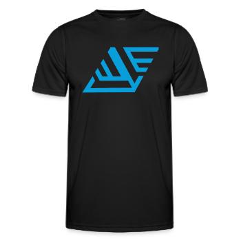 "geometrischem Print Blau" - Männer Funktions-T-Shirt - Schwarz - Vorne - AI Model Male 178 dark (178cm)