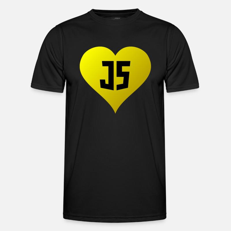 JavaScript-Herz - Männer Funktions-T-Shirt - Schwarz
