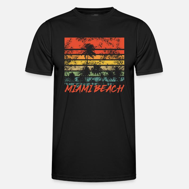 Palm trees Retro Miami Beach - Men's Functional T-Shirt - black