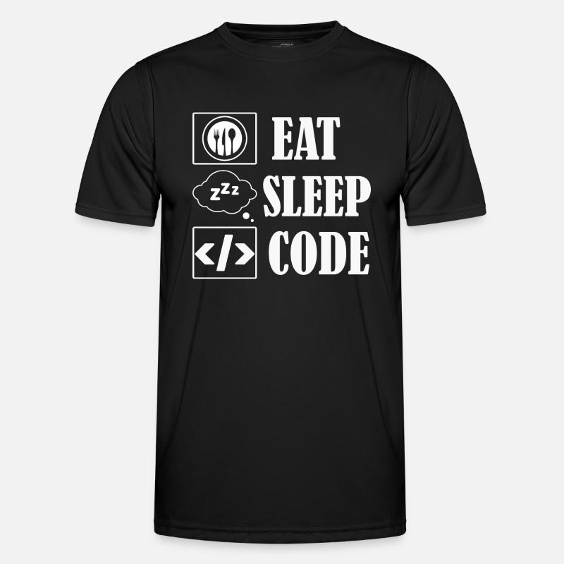 Eat Sleep Code Coding Software - Männer Funktions-T-Shirt - Schwarz