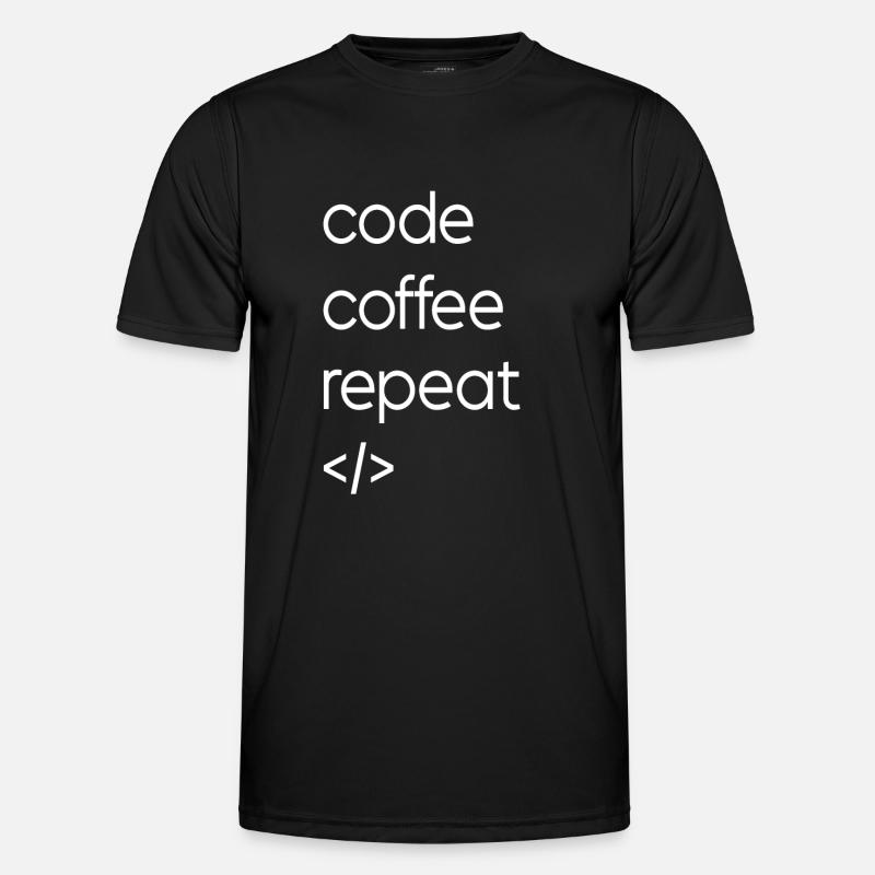 Code Kaffee Wiederholung - Männer Funktions-T-Shirt - Schwarz