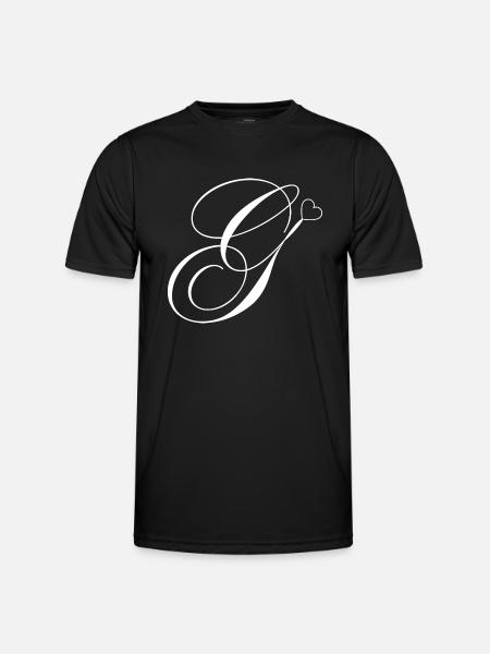 Letter g heart calligraphy - Men's Functional T-Shirt - black