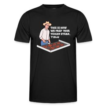 Steak in Texas Design für stolze Texaner - Männer Funktions-T-Shirt - Schwarz - Vorne - AI Model Male 178 dark (178cm)
