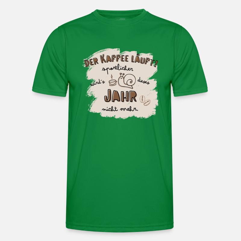 Der Kaffee läuft! Sportmuffel Kaffeetrinker Spruch Männer Funktions-T-Shirt