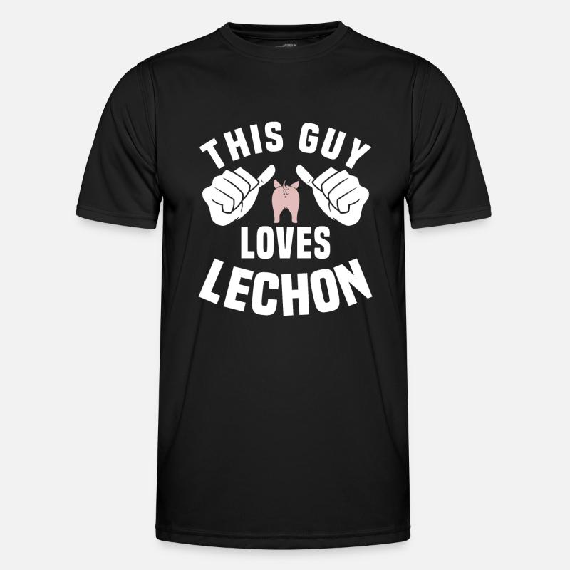 This guy loves lechon - Men's Functional T-Shirt - black