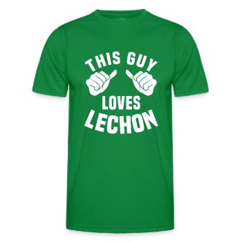 This guy loves lechon - Men's Functional T-Shirt - kelly green - Front - AI Model Male 178 dark (178cm)