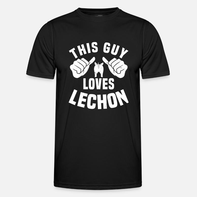 This guy loves lechon - Men's Functional T-Shirt - black
