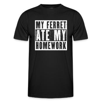Mon furet a mangé mes devoirs - Cadeau furet - T-shirt sport Homme - noir - Devant - AI Model Male 178 dark (178cm)