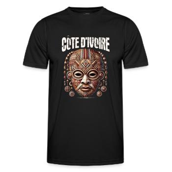 Elfenbeinküste Westafrika Elefant Ivorische Flagge - Männer Funktions-T-Shirt - Schwarz - Vorne - AI Model Male 178 dark (178cm)