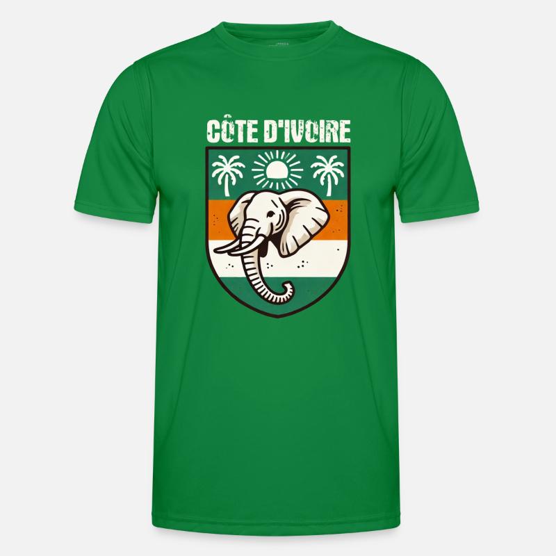 Carte avec le drapeau de la Côte d’Ivoire, T-shirt sport Homme