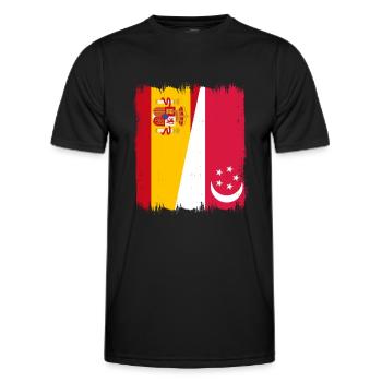 Spain Singapore flag - Men's Functional T-Shirt - black - Front - AI Model Male 178 dark (178cm)