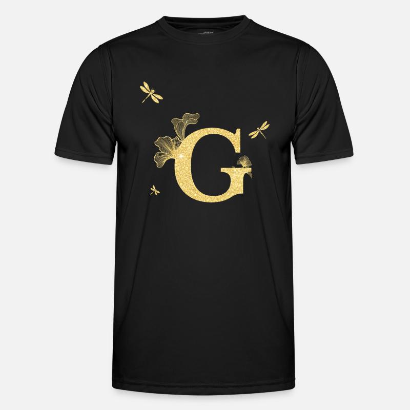 Buchstabe g goldene Glitzerlibelle - Geschenkidee - Männer Funktions-T-Shirt - Schwarz