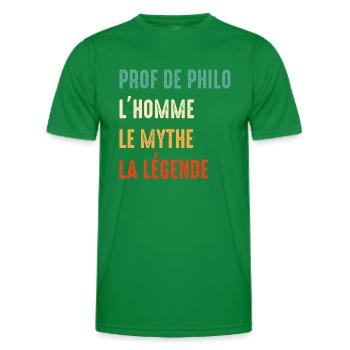 prof de philo la légende - T-shirt sport Homme - vert - Devant - AI Model Male 178 dark (178cm)