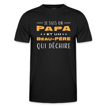 Papa et beau père qui déchire humour beau-papa - T-shirt sport Homme - noir - Devant - AI Model Male 178 dark (178cm)