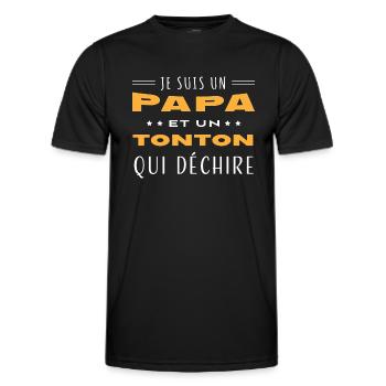 Papa et Tonton qui déchire homme humour oncle - T-shirt sport Homme - noir - Devant - AI Model Male 178 dark (178cm)