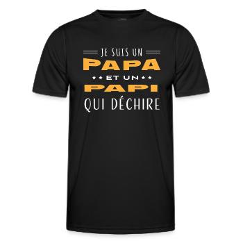 Papa et papi qui déchire homme humour grand-père - T-shirt sport Homme - noir - Devant - AI Model Male 178 dark (178cm)