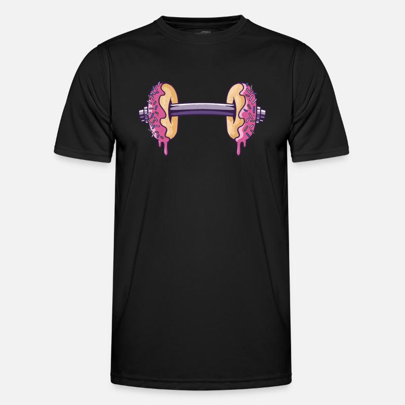 Workout mit Donuts Hantel - Männer Funktions-T-Shirt - Schwarz