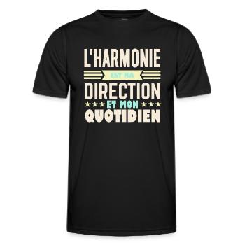 L'harmonie est ma direction et mon quotidien - T-shirt sport Homme - noir - Devant - AI Model Male 178 dark (178cm)