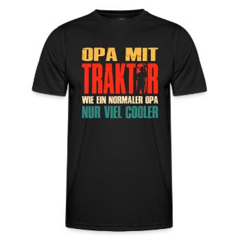 Opa Mit Traktor Wie Ein Normaler Opa Nur Cooler - Männer Funktions-T-Shirt - Schwarz - Vorne - AI Model Male 178 dark (178cm)