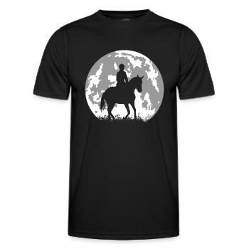 full moon and horse - rider and horse riding - Men's Functional T-Shirt - black - Front - AI Model Male 178 dark (178cm)