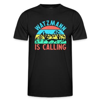 WATZMANN IS CALLING Schicksalsberg Berchtesgaden - Men's Functional T-Shirt - black - Front - AI Model Male 178 dark (178cm)