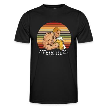 Beercules drinking beer vintage funny design - Men's Functional T-Shirt - black - Front - AI Model Male 178 dark (178cm)