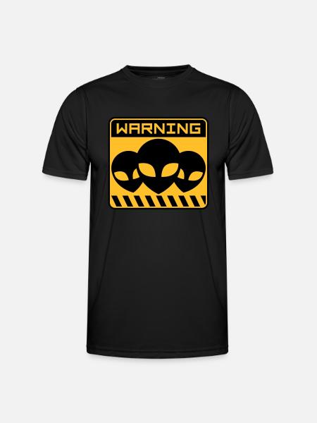 Warning Alien Design Shield - Men's Functional T-Shirt - black