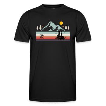 Cadeau pêche pêche pêcheur pêche pêcheur landscape - T-shirt sport Homme - noir - Devant - AI Model Male 178 dark (178cm)