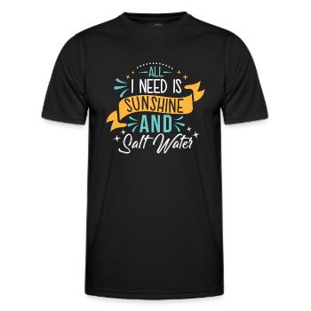all i need is sunshine and saltwater - Men's Functional T-Shirt - black - Front - AI Model Male 178 dark (178cm)