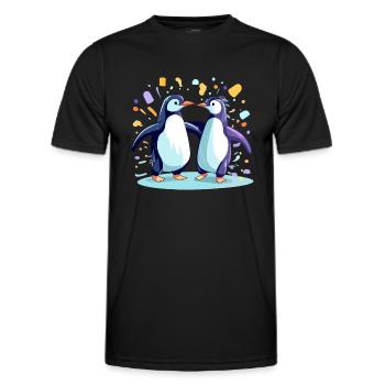 Iki and biki the penguins - Men's Functional T-Shirt - black - Front - AI Model Male 178 dark (178cm)