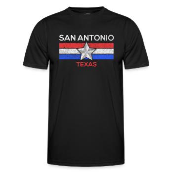 Conception du drapeau de San Antonio pour les fiers - T-shirt sport Homme - noir - Devant - AI Model Male 178 dark (178cm)