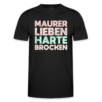 Maurer Lieben Harte Brocken - Männer Funktions-T-Shirt - Schwarz - Vorne - AI Model Male 178 dark (178cm)