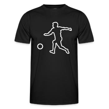 Fußballer Kontur mit Ball (weiß) - Männer Funktions-T-Shirt - Schwarz - Vorne - AI Model Male 178 dark (178cm)