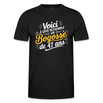 47-year-old bogosse - Men's Functional T-Shirt - black - Front - AI Model Male 178 dark (178cm)