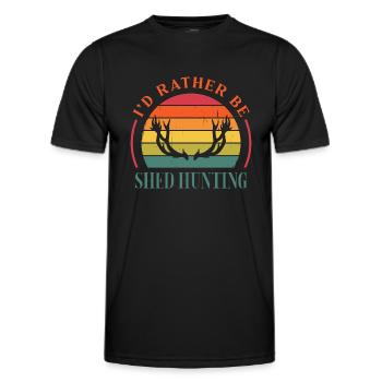 I'd Rather Be Shed Hunting Antler Hunter - Men's Functional T-Shirt - black - Front - AI Model Male 178 dark (178cm)