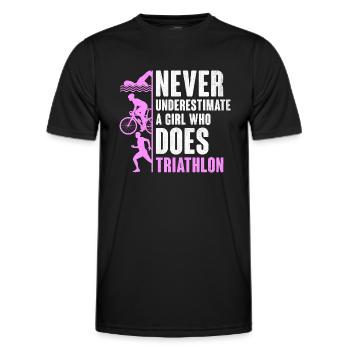 Unterschätzen Sie niemals ein Mädchen, das Triathlon Tria macht - Männer Funktions-T-Shirt - Schwarz - Vorne - AI Model Male 178 dark (178cm)