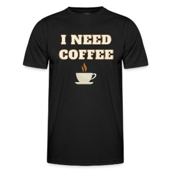 ich brauche Kaffee - Männer Funktions-T-Shirt - Schwarz - Vorne - AI Model Male 178 dark (178cm)