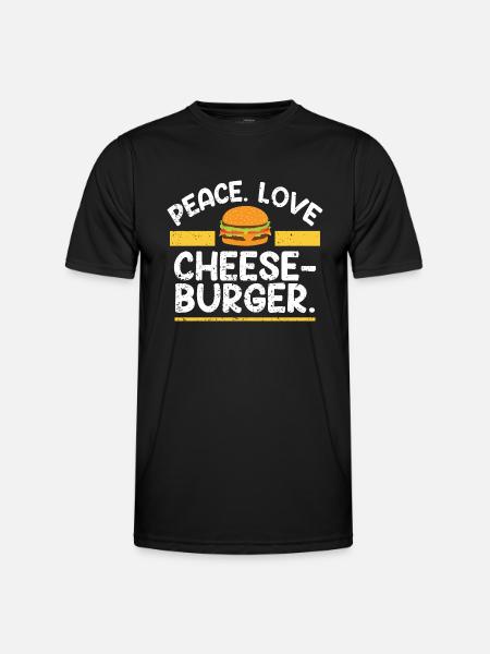 peace love cheeseburger - Männer Funktions-T-Shirt - Schwarz