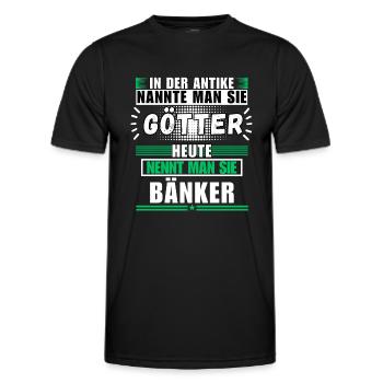 Les dieux dans l’Antiquité. Aujourd’hui banquier - T-shirt sport Homme - noir - Devant - AI Model Male 178 dark (178cm)