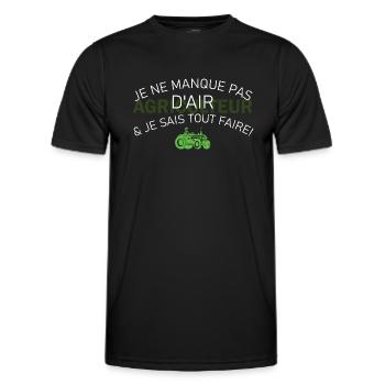 Je ne manque pas d'air et je sais tout faire ! - T-shirt sport Homme - noir - Devant - AI Model Male 178 dark (178cm)