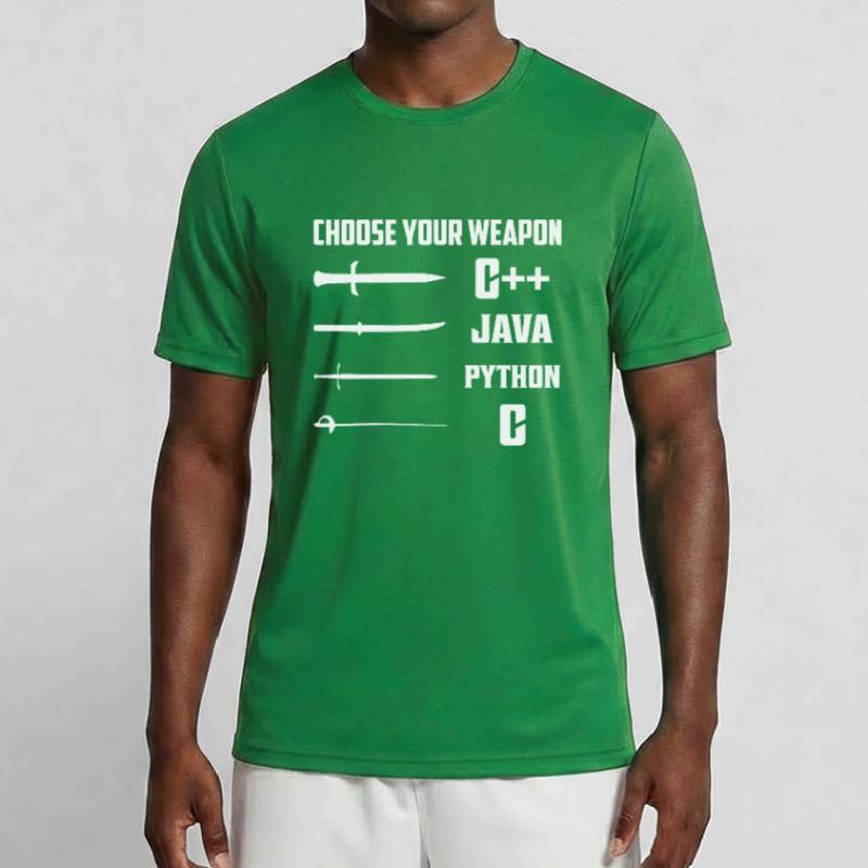 Choose Your Weapon C++, Java, Python, C Coding Pro Männer Funktions-T-Shirt
